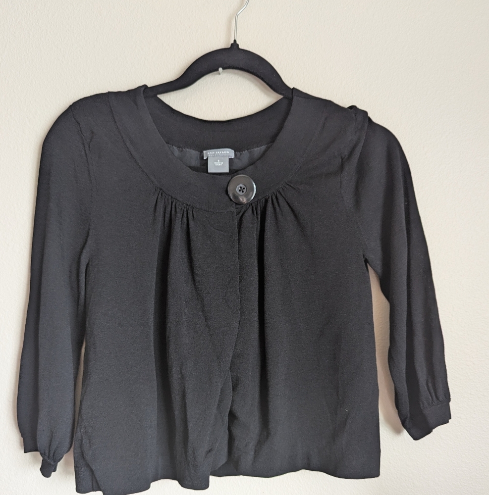 NWOT Ann Taylor Black One Button Lined Lightweight Jacket Size S